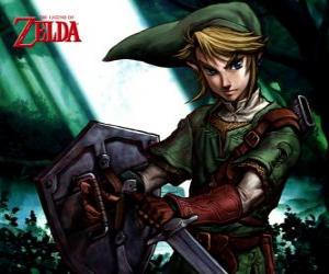yapboz Legend of Zelda video oyun maceralarını kılıç ve kalkan ile Link